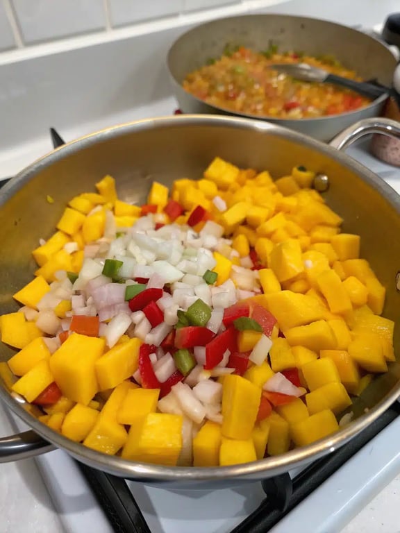 Step 4 for mango habanero sauce — texture check