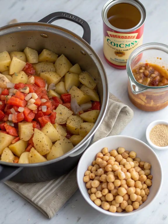 Step 4 for Persian potato curry — texture check