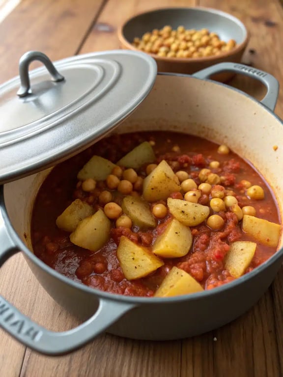 Final step for Persian potato curry — plated and ready
