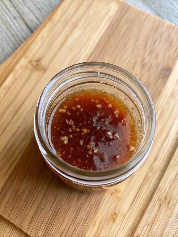 Final step for Thai dipping sauce recipe — plated and ready