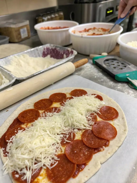Step 4 for tortilla pizza rolls — texture check