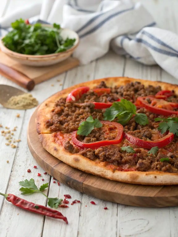 Recette de pizza turque au goût prononcé d'agneau