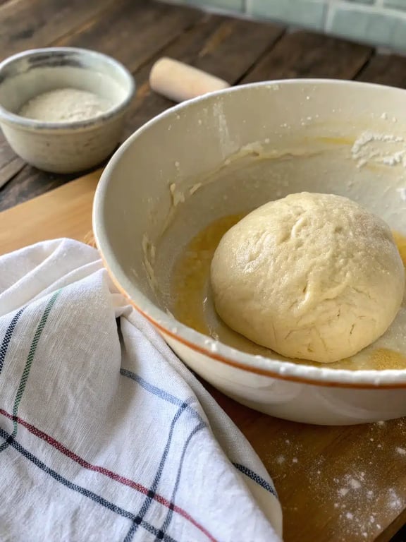 Step 4 for Turkish skillet bread recipe — texture check