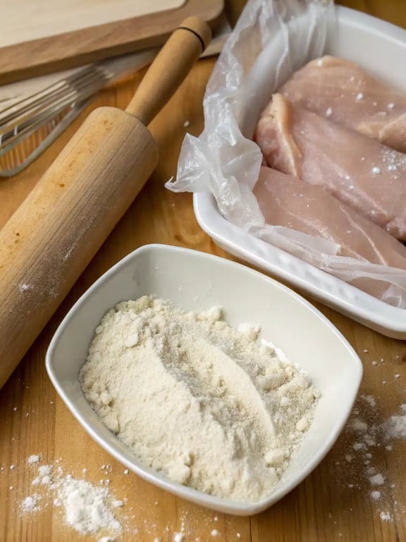 chicken piccata recipe — step 2 Step 2 for chicken piccata recipe — process in progress