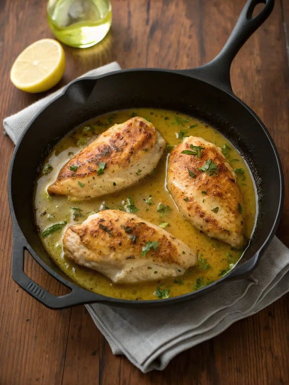 chicken piccata recipe — final step Final step for chicken piccata recipe — plated and ready
