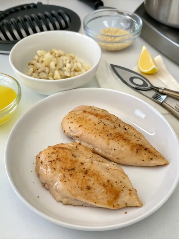 Step 4 for lemon dill chicken — texture check