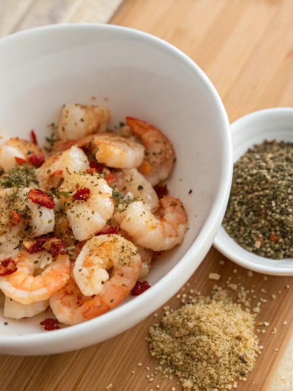 Step 4 for lemon feta shrimp — simmering lemon and broth sauce in skillet