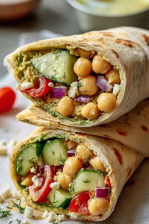 Mediterranean Chickpea Wrap with Cucumber (20 Minutes)