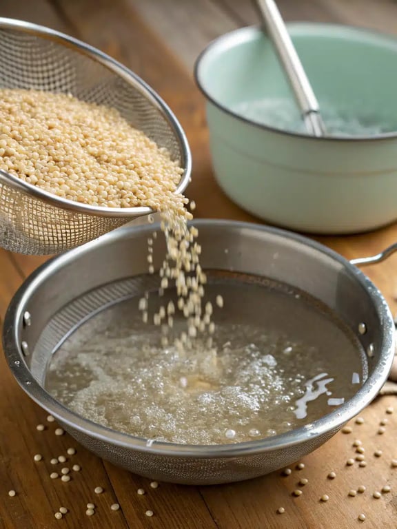Step 2 for Mediterranean bowl recipe — process in progress