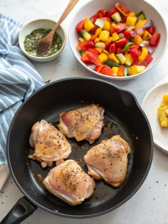 Final step for Mediterranean chicken recipe — plated and ready