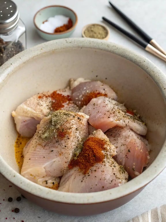 Step 2 for Mediterranean chicken wraps — process in progress