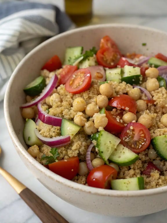 Step 4 for Mediterranean diet meal prep — texture check