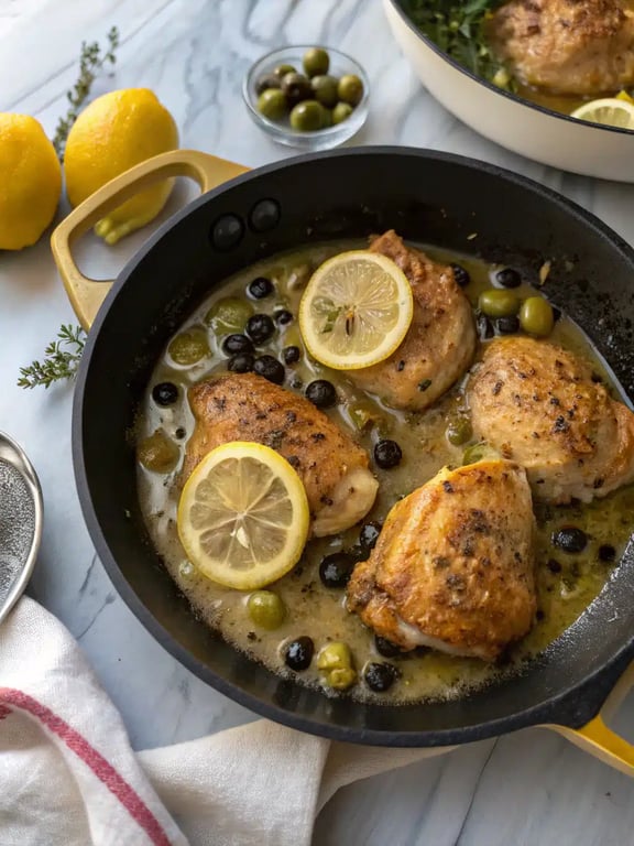 Final step for Mediterranean lemon chicken — plated and ready