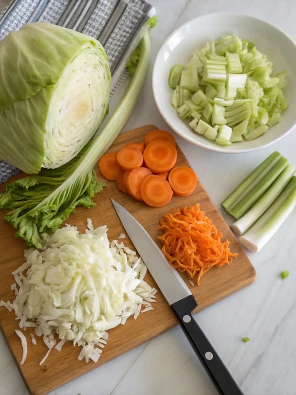 Step 2 for cabbage soup recipe — process in progress