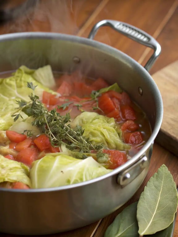 Final step for cabbage soup recipe — plated and ready