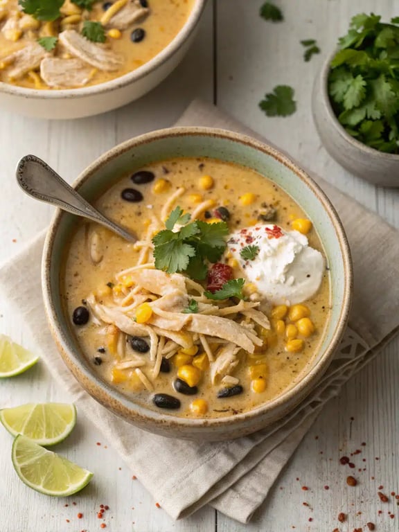 Soupe crémeuse rapide au poulet et aux enchiladas pour un repas simple et savoureux en semaine