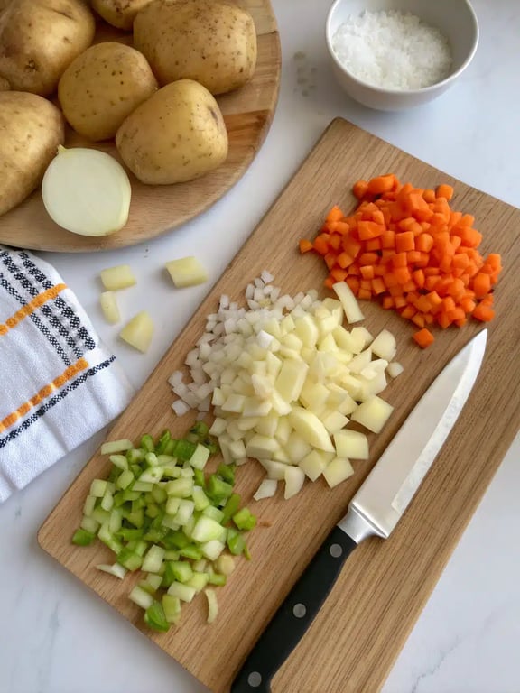 Step 2 for creamy vegetable soup — process in progress