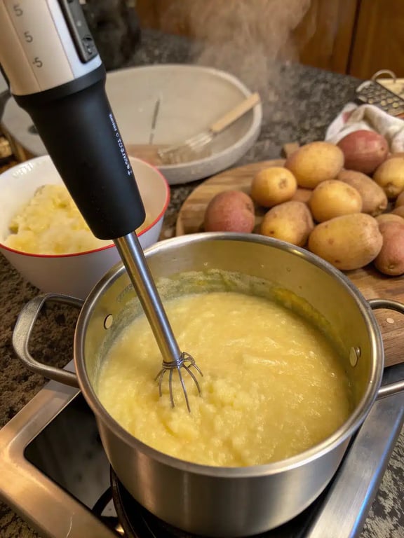 Final step for creamy vegetable soup — plated and ready