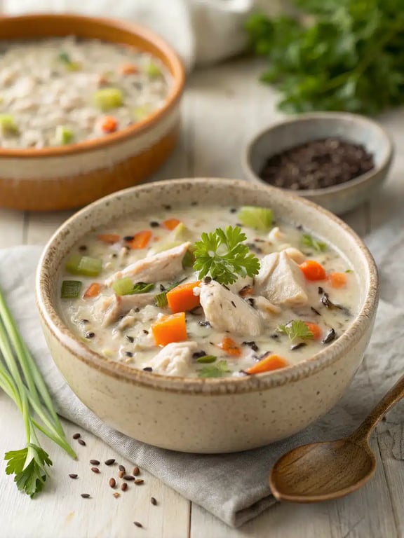 Soupe de poulet au riz sauvage à la mijoteuse pour un plaisir familial irrésistible