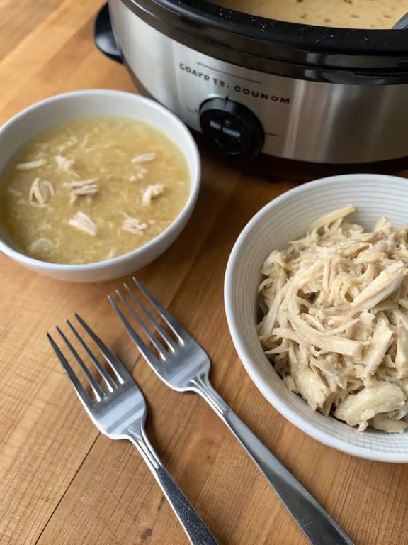 Final step for Crockpot Chicken Wild Rice Soup — plated and ready
