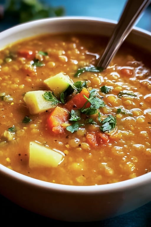 Hearty Lentil Vegetable Soup: 220 Calories a Serving