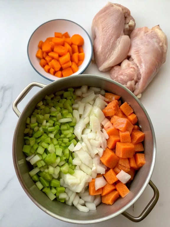 Italian Penicillin Soup — step 2 Step 2 for Italian Penicillin Soup — process in progress