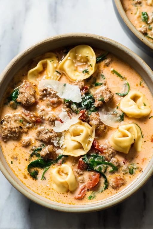 Italian Sausage Tortellini Soup (Creamy, Serves 6)
