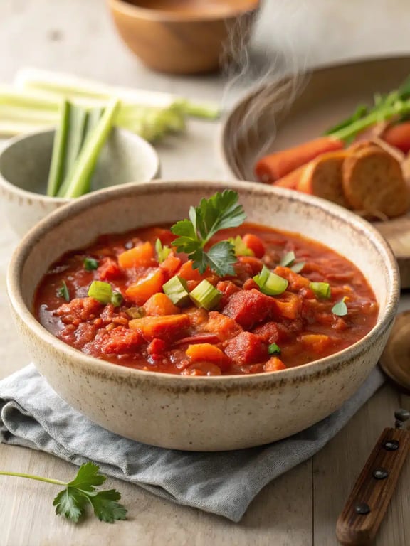 Ragoût de tomates végétalien audacieux au goût réconfortant