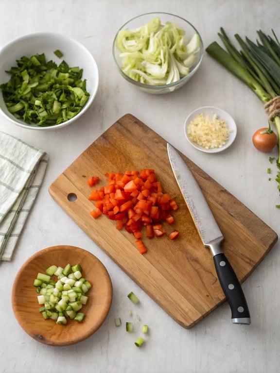 Step 2 for vegetable soup recipe — process in progress
