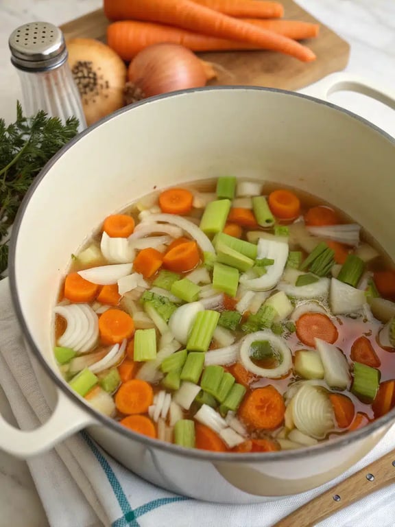 Step 4 for vegetable soup recipe — texture check