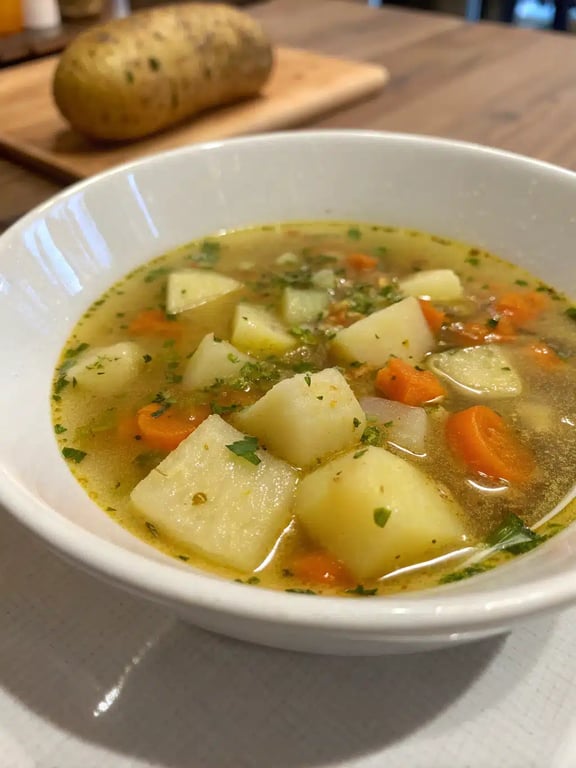 vegetable soup recipe served in a bowl with crusty bread