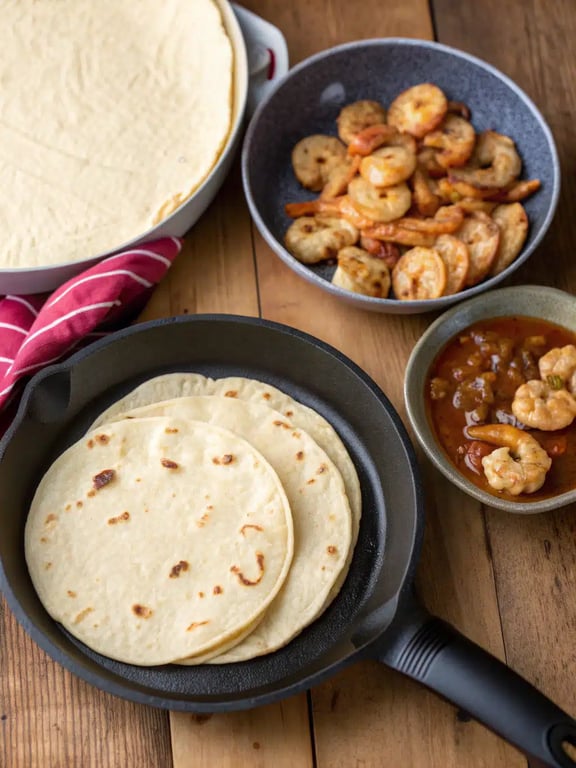 Final step for bang bang shrimp tacos — plated and ready