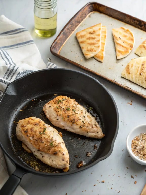 Final step for Chicken Caesar Flatbread — plated and ready