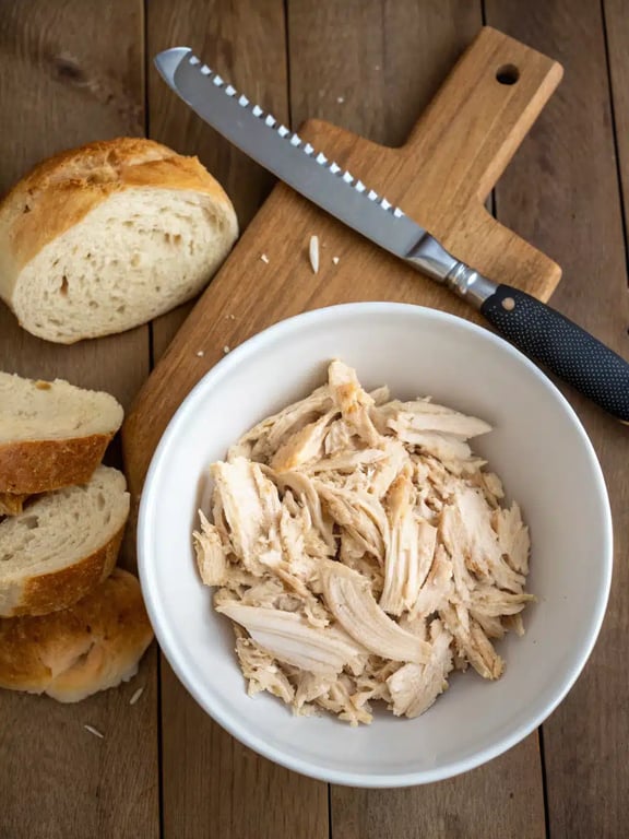Step 2 for chicken ranch stuffed bread — process in progress