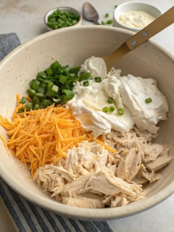 Step 4 for chicken ranch stuffed bread — texture check