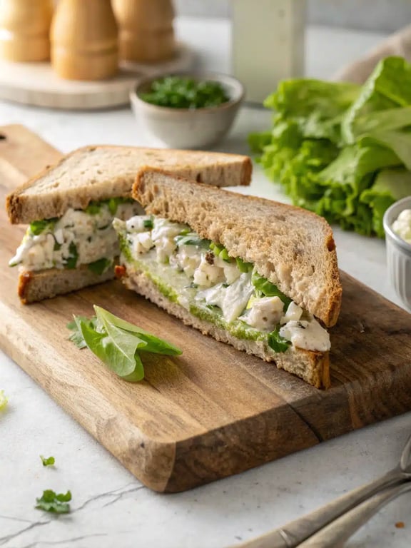 Simple chicken salad sandwich recipe with crisp celery joy