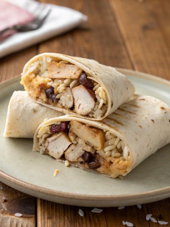 Serving a chipotle ranch chicken burrito with sides A beautifully plated chipotle ranch chicken burrito with side dishes of chips and salsa