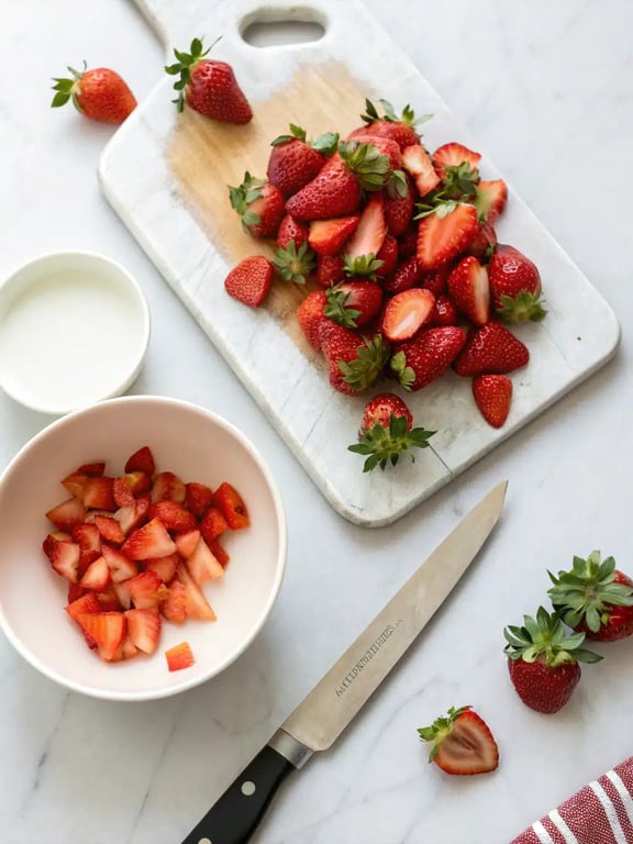 Step 2 for fried strawberry cheesecake — process in progress