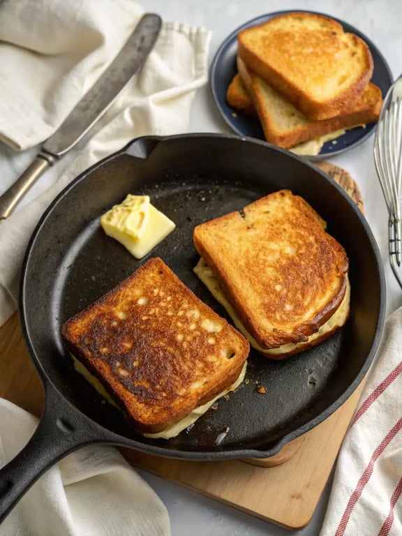 Monte Cristo sandwich — final step Final step for Monte Cristo sandwich — plated and ready