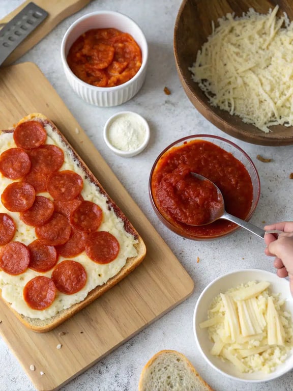 pizza grilled cheese — step 4 Step 4 for pizza grilled cheese — texture check