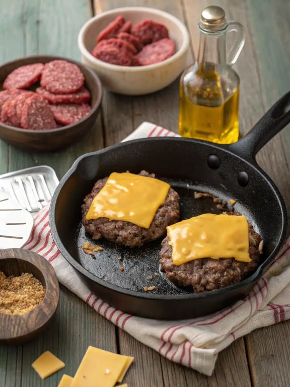 Final step for sandwich wrap burger — plated and ready