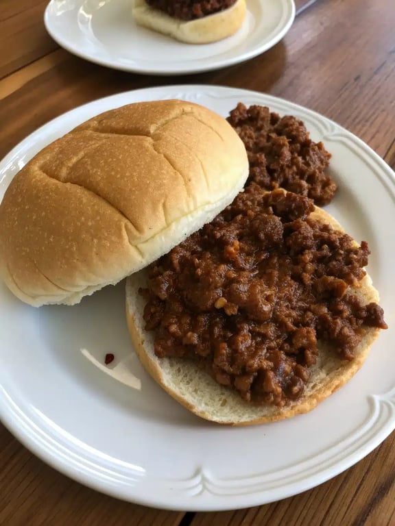 sloppy joe recipe plated with sides sloppy joe recipe served on a plate with coleslaw and pickles