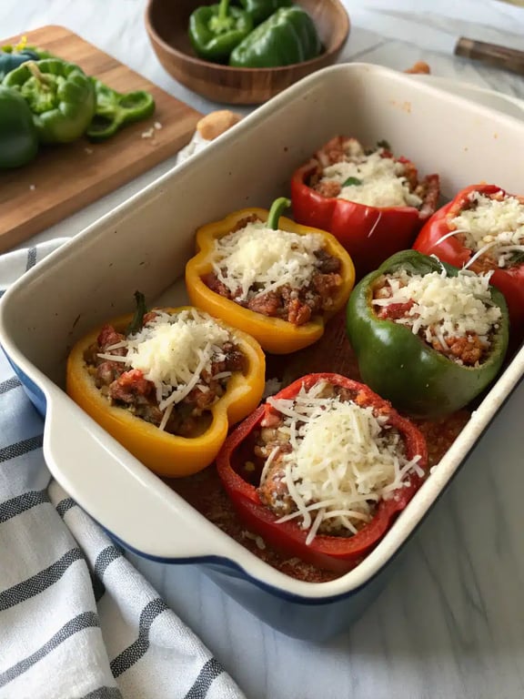 Final step for stuffed pepper recipe — plated and ready