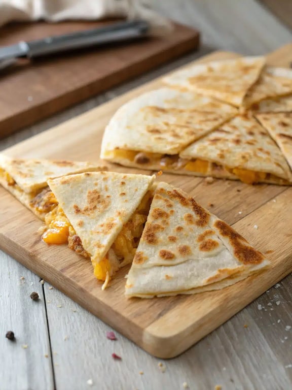 Taco Bell quesadilla recipe plated with dipping sauces and fresh sides