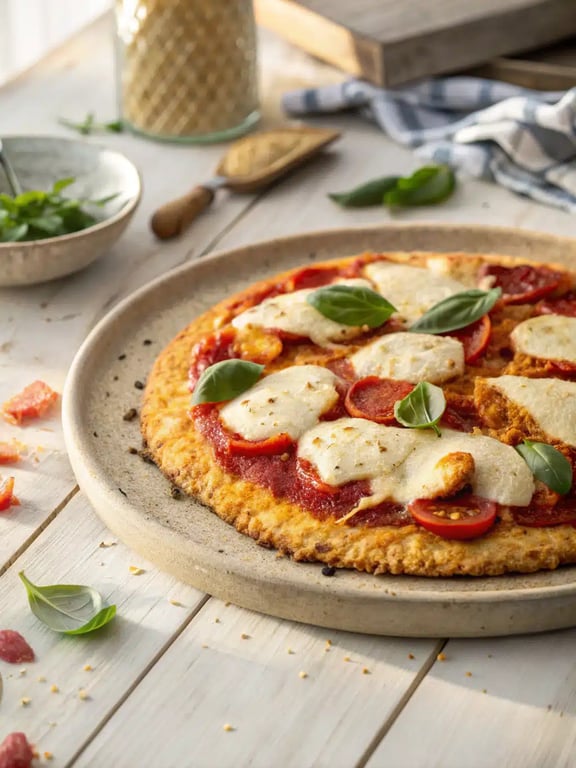 La pizza à croûte de poulet est un plat sans gluten génial.