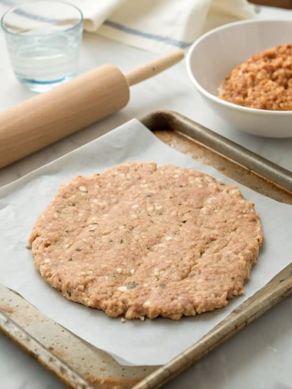 Step 4 for chicken crust pizza — texture check