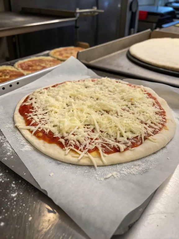 Final step for hot honey pizza — plated and ready