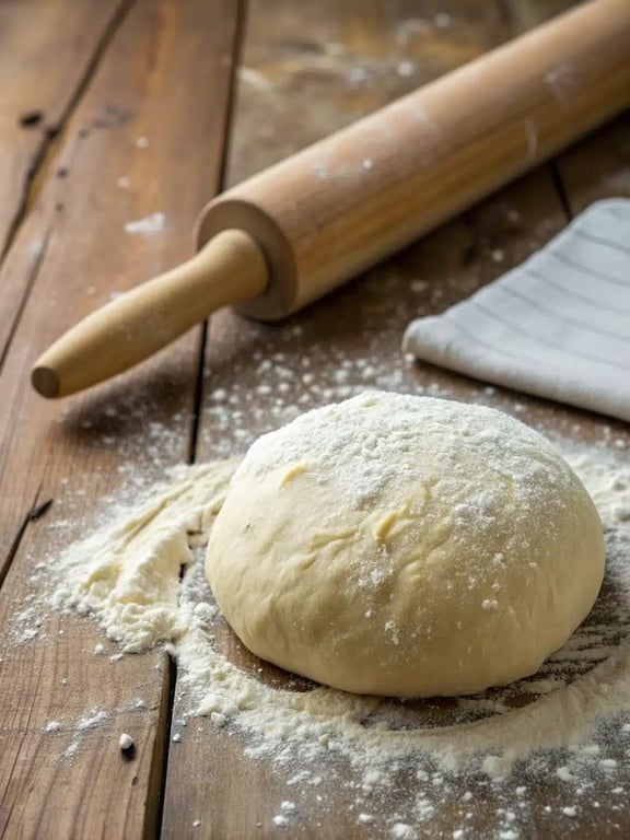 Step 4 for Italian pizza dough recipe — checking that the dough has doubled in size after its first rise