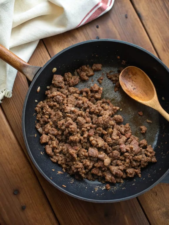 Step 2 for pizza burger pie — process in progress