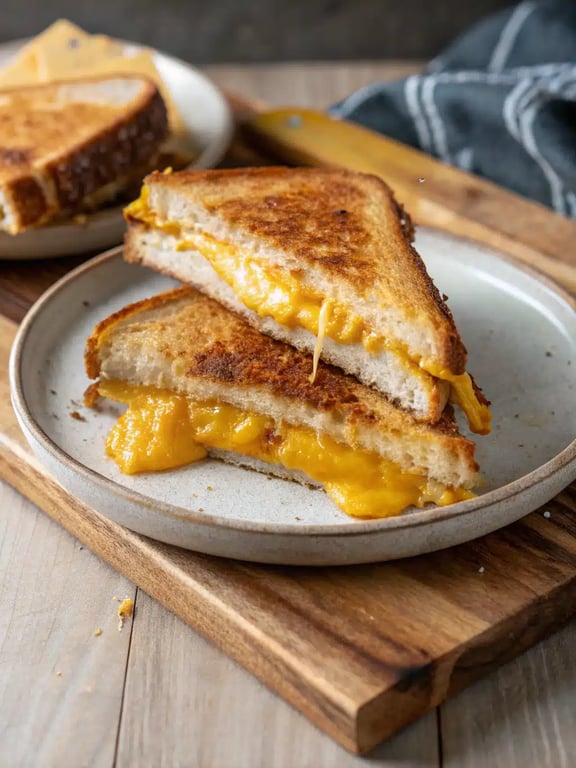 pizza grilled cheese recipe plated with a side salad and soup